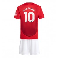 Camiseta Manchester United Marcus Rashford #10 Primera Equipación para niños 2024-25 manga corta (+ pantalones cortos)